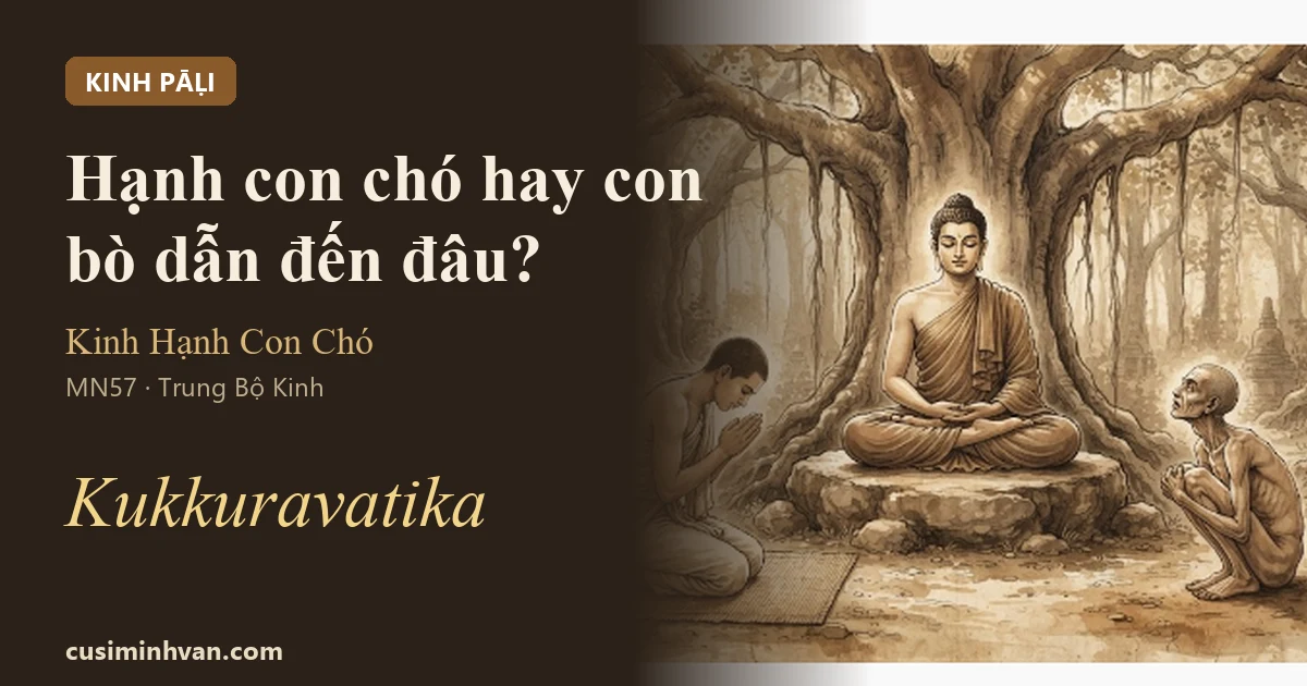 Lõa thể Seniya ngồi như con chó trước Đức Phật tại Haliddavasana — Kinh Hạnh Con Chó, MN57